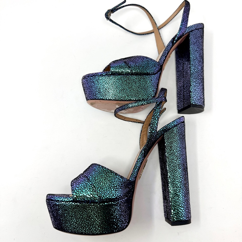 AQUAZZURA Sinner Ombre Platform Ankle-strap Sandals In Petroleum - Picture 5 of 16